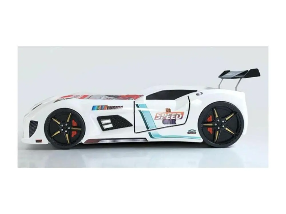 Amortisseur arrière Lit voiture turbo V8 blanc à Led 90x190