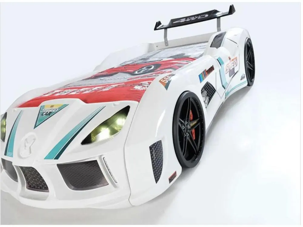 Amortisseur arrière Lit voiture turbo V8 blanc à Led 90x190
