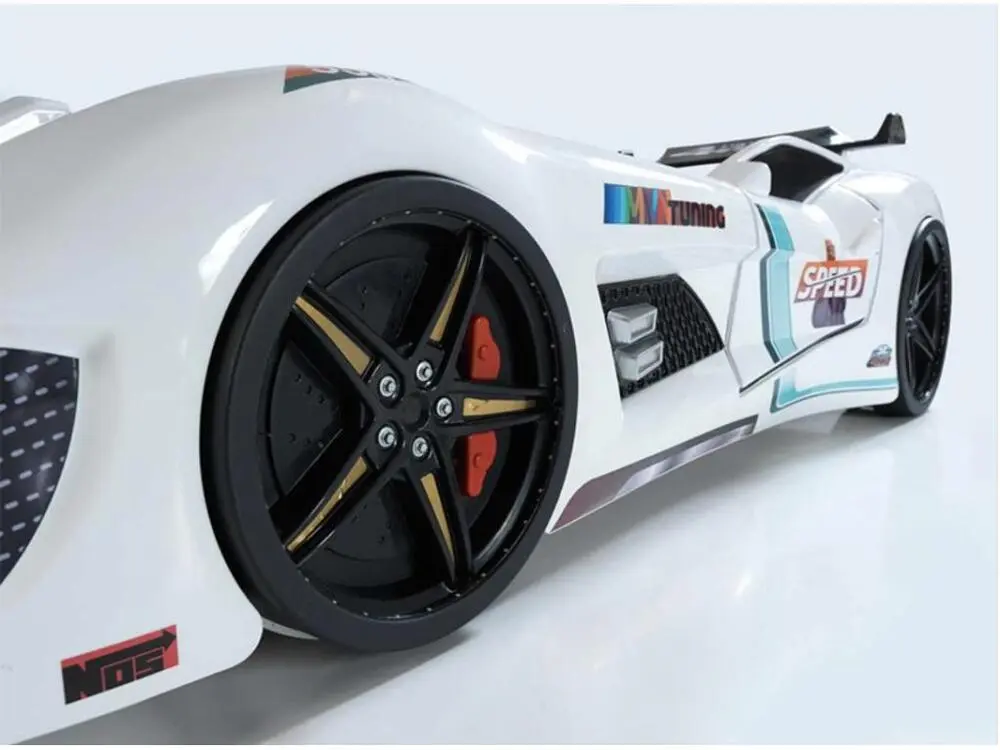 Amortisseur arrière Lit voiture turbo V8 blanc à Led 90x190