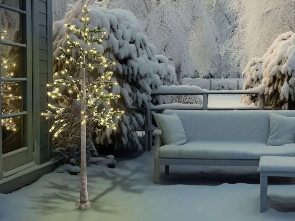 Arbre décoratif LED d'extérieur 180 cm blanc ALBIONI pour remplacement usure