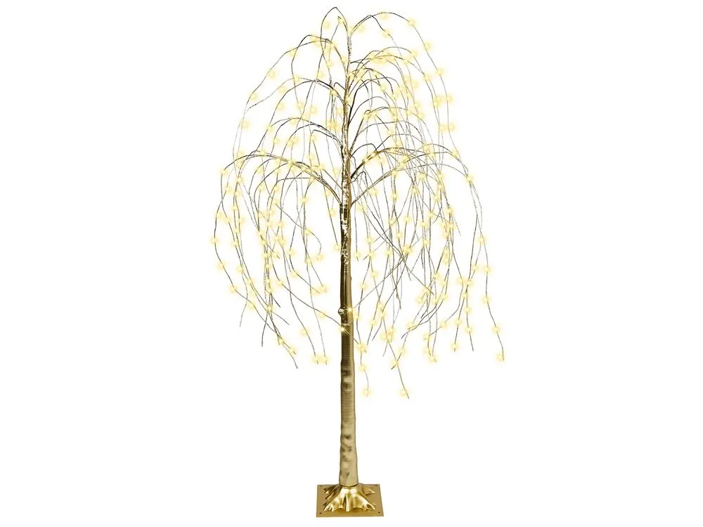 Arbre décoratif LED d'extérieur 180 cm doré BALIONI avec rivets de maillon