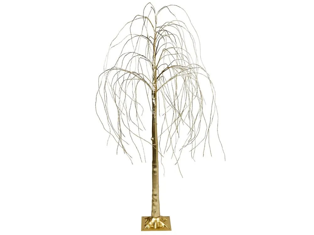 Arbre décoratif LED d'extérieur 180 cm doré BALIONI avec rivets de maillon