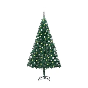 Arbre de Noël artificiel avec LED et boules Vert 180 cm VINYLE pour usage intensif