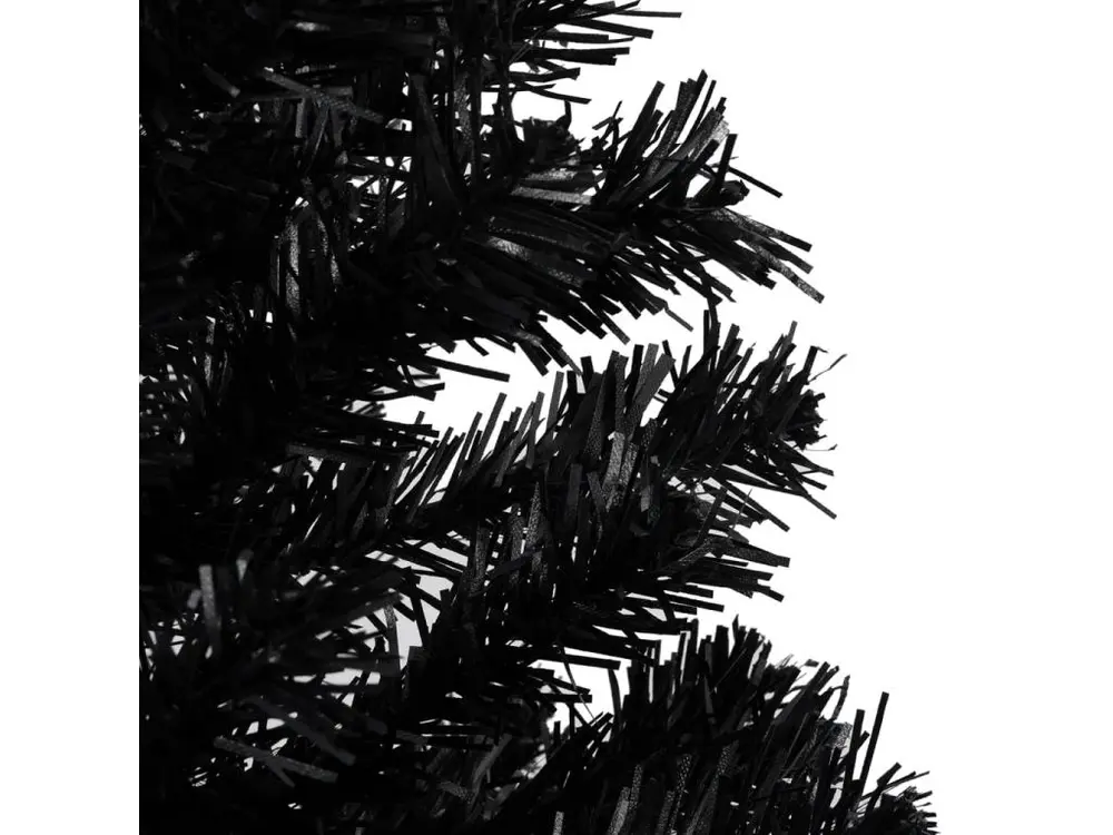 Arbre de Noël artificiel avec LED et boules Noir 180 cm VINYLE pour usage intensif