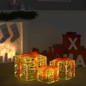 Boîtes-cadeaux de Noël décoratives 3 pcs Acrylique Blanc doux