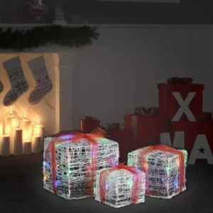 Boîtes-cadeaux de Noël décoratives 3 pcs Acrylique colorées avec meilleure adhérence