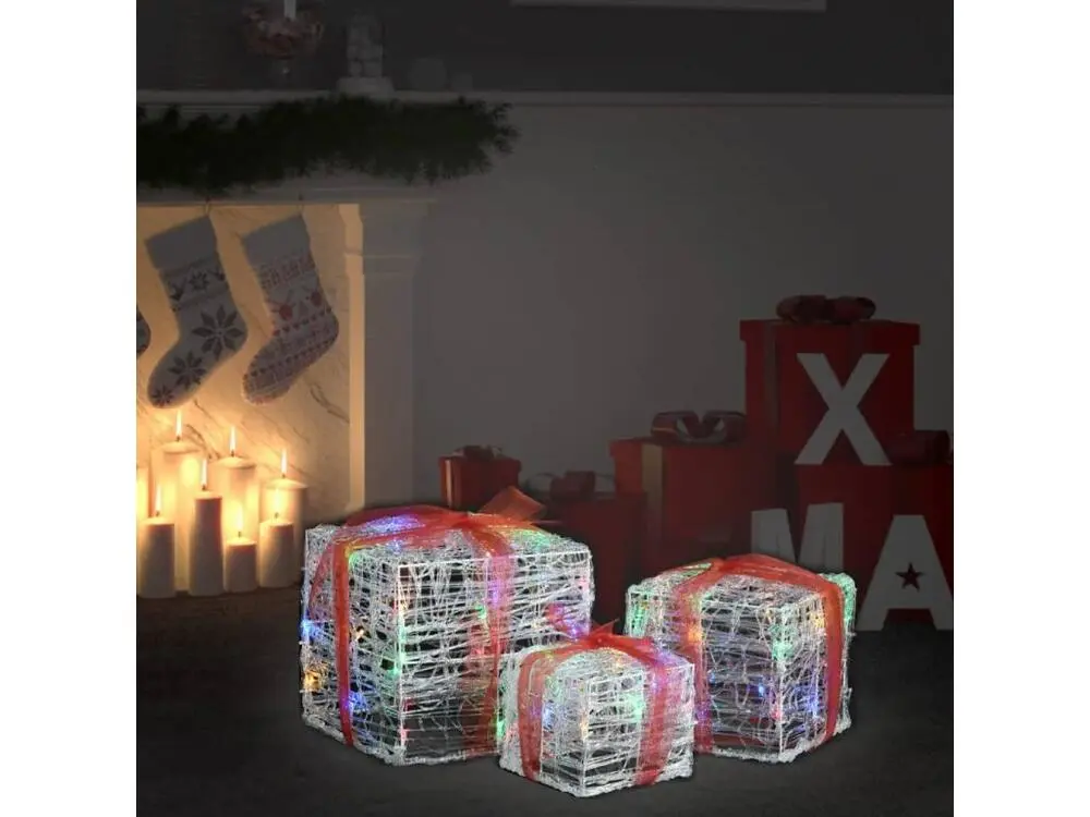 Boîtes-cadeaux de Noël décoratives 3 pcs Acrylique colorées avec meilleure adhérence