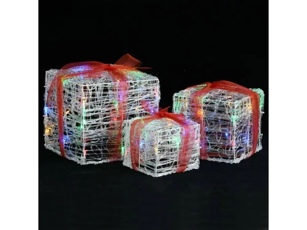 Boîtes-cadeaux de Noël décoratives 3 pcs Acrylique colorées avec meilleure adhérence