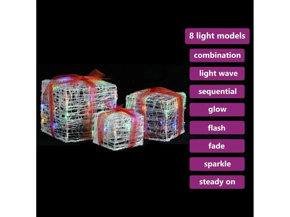 Boîtes-cadeaux de Noël décoratives 3 pcs Acrylique colorées avec meilleure adhérence