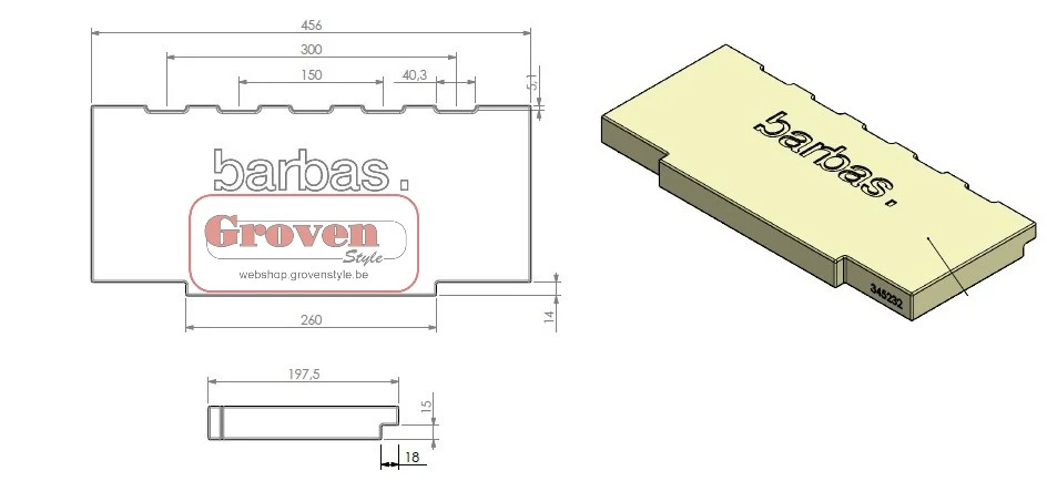 Certifié OEM BARBAS - 345232 Betonkeramiek achterwand + Logo Unilux 6 ou 7 52 Pierre en béton arrière