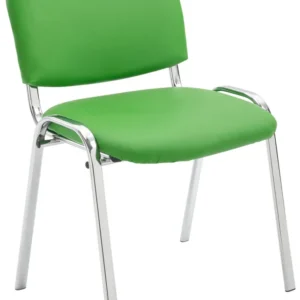 Chaise visiteur empilable zone d'attente en VINYLE vert piètement à 4 pieds en métal chromé 10_0003362
