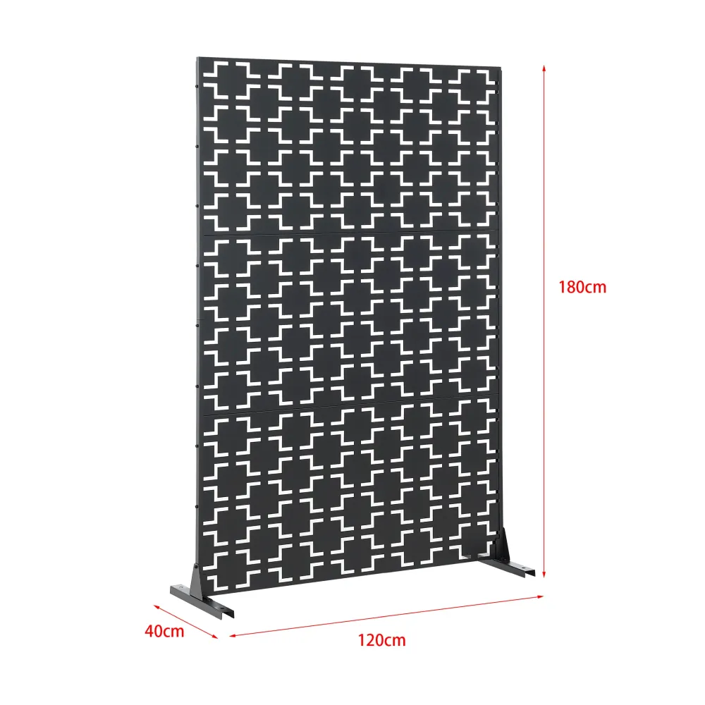 Échappement complet Cloison de séparation pour extérieur et intérieur 180 x 120 x 40 cm acier galvanisé noir 03_0009268