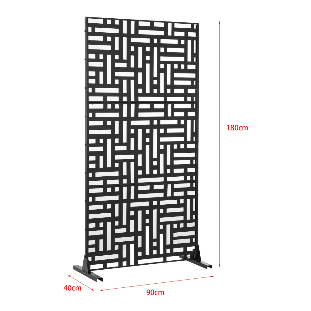 Échappement complet Cloison de séparation pour extérieur et intérieur acier galvanisé 180 x 90 x 40 cm noir 03_0009274
