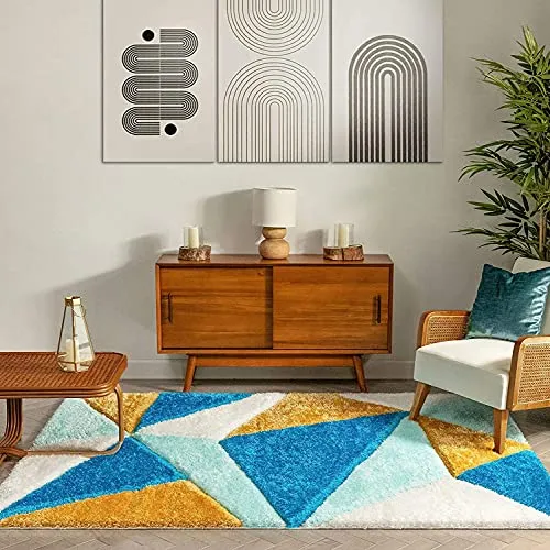 Échappement complet Soigné Multicolour Geometric Shaggy Carpet