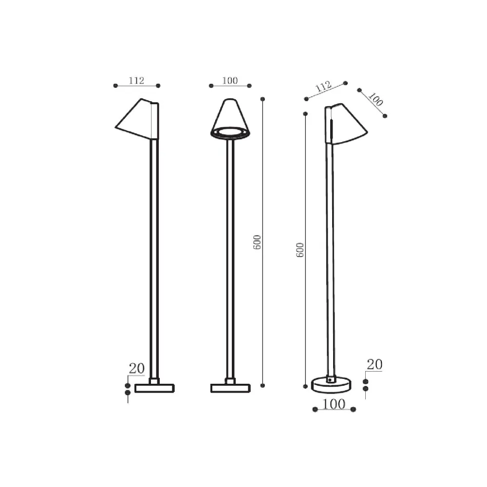 Éclairage LED extérieur Drimlec, hauteur 60 cm, à montage en saillie. pour amélioration performances