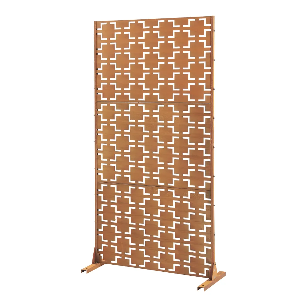 Cloison de séparation pour extérieur et intérieur acier galvanisé 180 x 90 x 40 cm acier galvanisé rouille 03_0009271 avec...