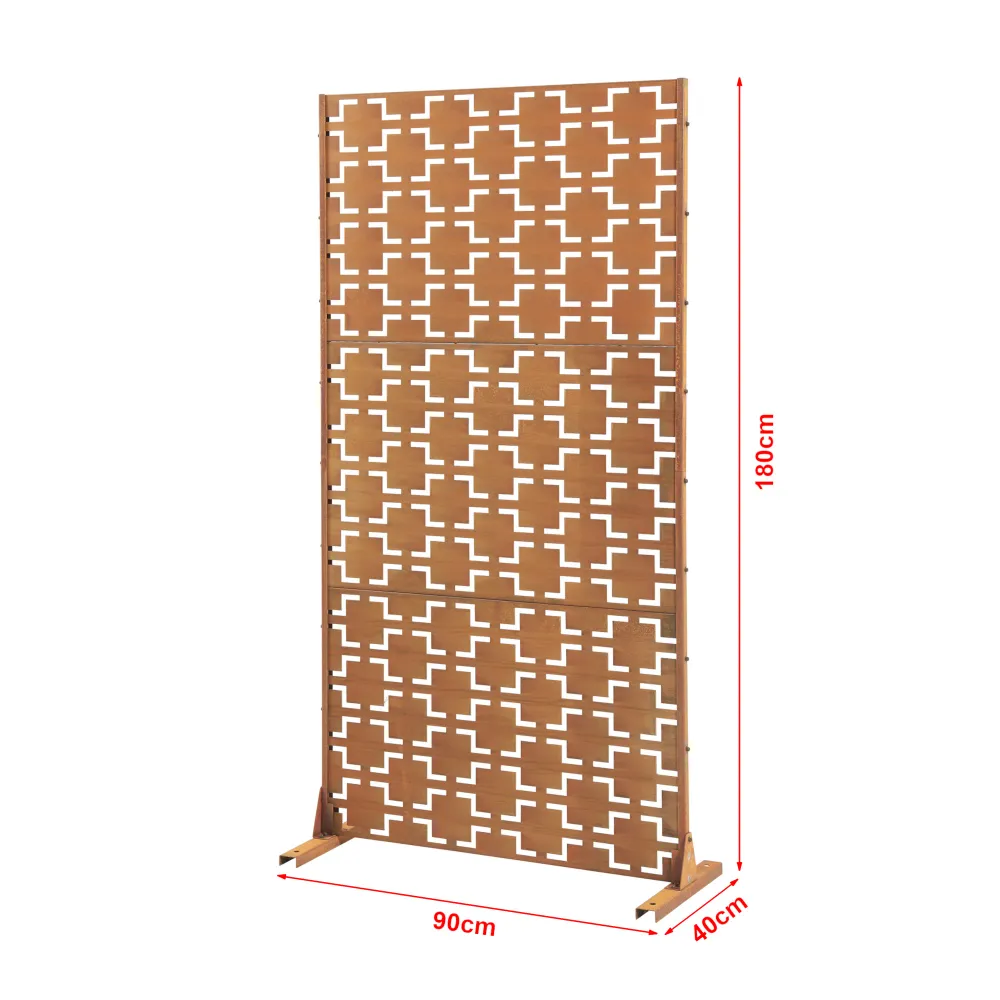 Cloison de séparation pour extérieur et intérieur acier galvanisé 180 x 90 x 40 cm acier galvanisé rouille 03_0009271 avec...