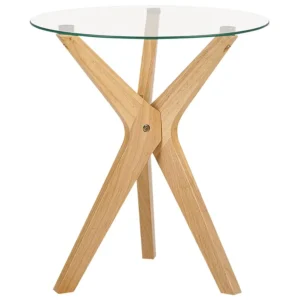 En cristal Top Side Table Light Wood VALLEY