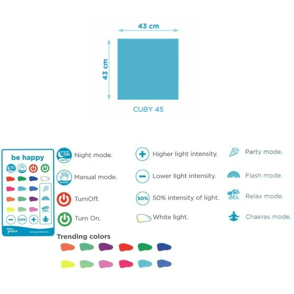 Cube lumineux 45cm outdoor Solaire+Batterie à autonomie renouvelable LED/RGB pour quads utilitaires
