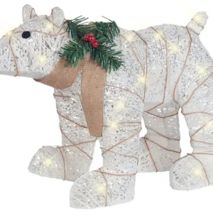Décoration LED ours polaire pour extérieur 34 cm blanc SIVULA avec rivets de maillon