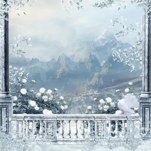 Disque de frein perforé Toile de fond de montagne de fleurs du pays des merveilles pour la photographie G-020