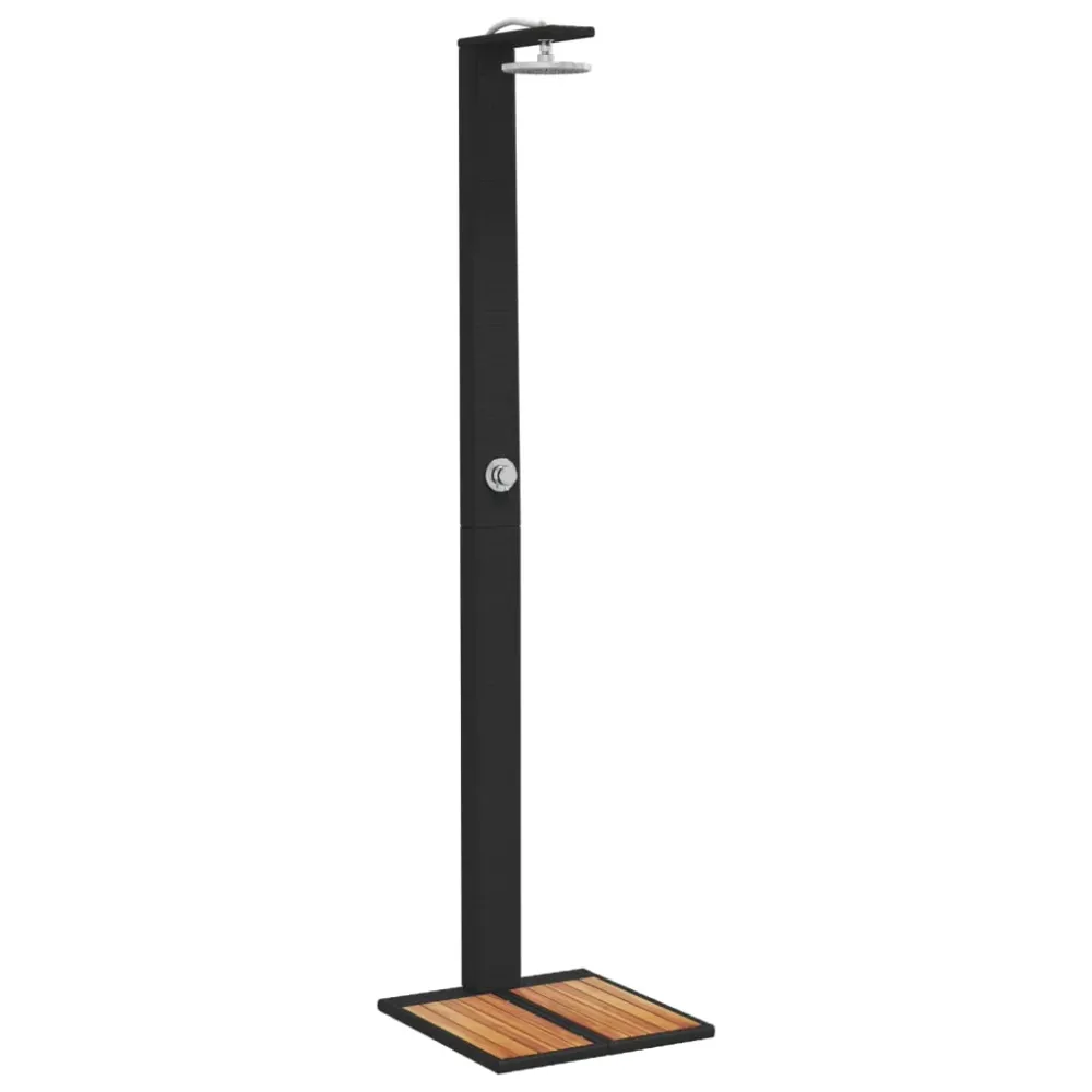 Douche d'extérieur 50 x 55 x 224 cm résine tressée bois acacia Noir jais 02_0042018
