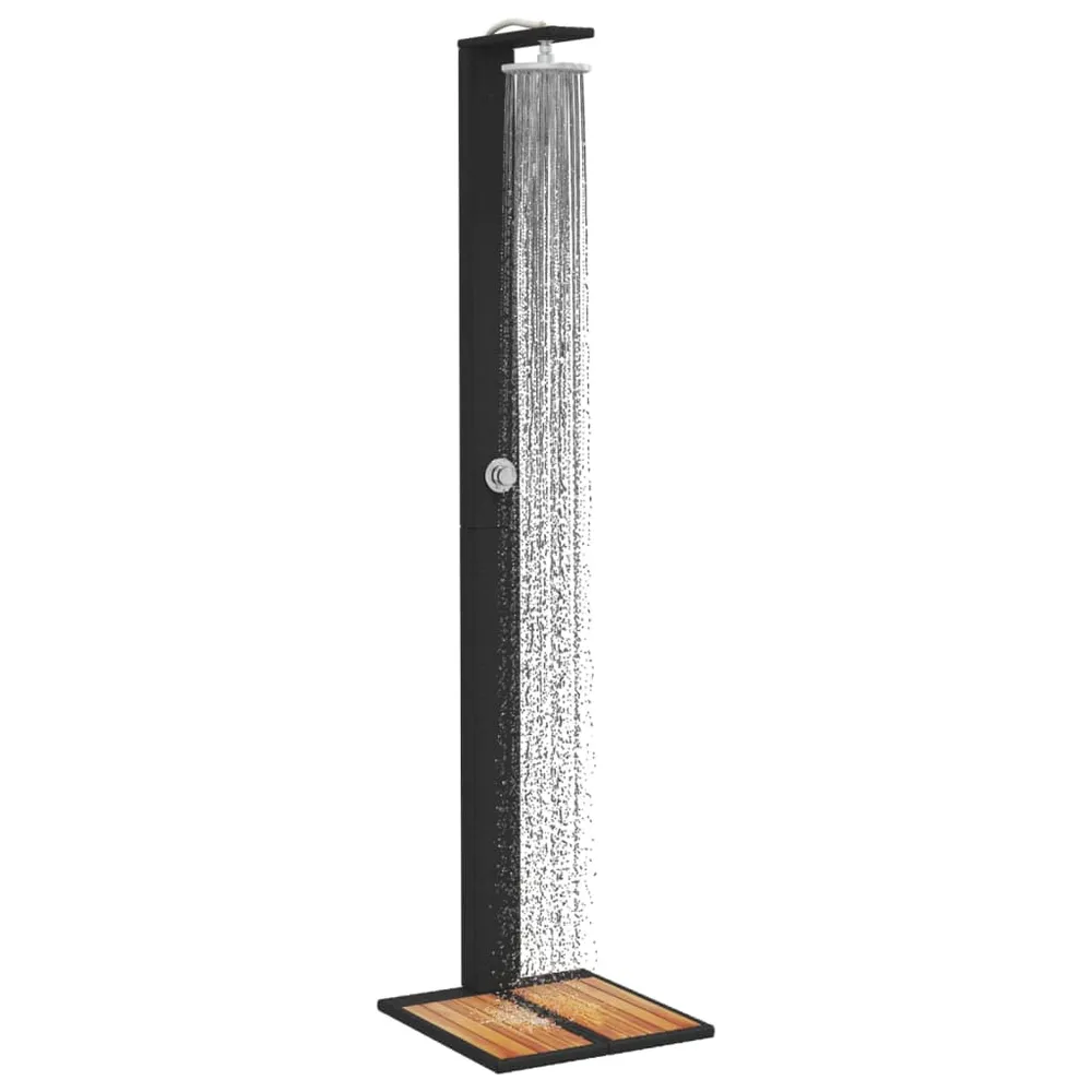 Douche d'extérieur 50 x 55 x 224 cm résine tressée bois acacia Noir jais 02_0042018