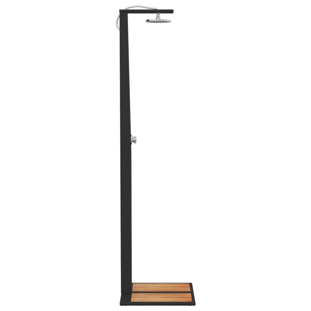 Douche d'extérieur 50 x 55 x 224 cm résine tressée bois acacia Noir jais 02_0042018