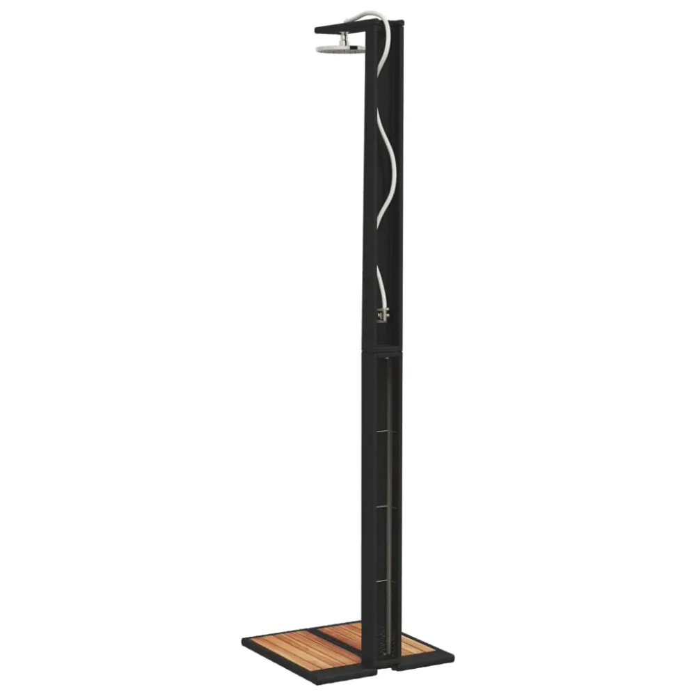 Douche d'extérieur 50 x 55 x 224 cm résine tressée bois acacia Noir jais 02_0042018