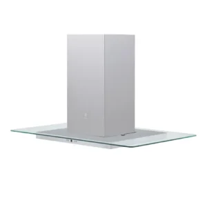 Elica 90cm Flat Glass Island Cooker-Hood/Extractor Effet argent - Montage Direct