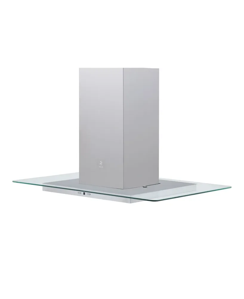 Elica 90cm Flat Glass Island Cooker-Hood/Extractor Effet argent - Montage Direct