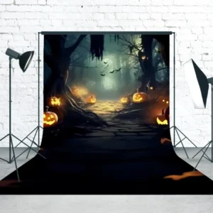 Filtre à air sport Toile de fond Sweep Halloween Photo Chemin de Citrouilles Minuit TWW6-74
