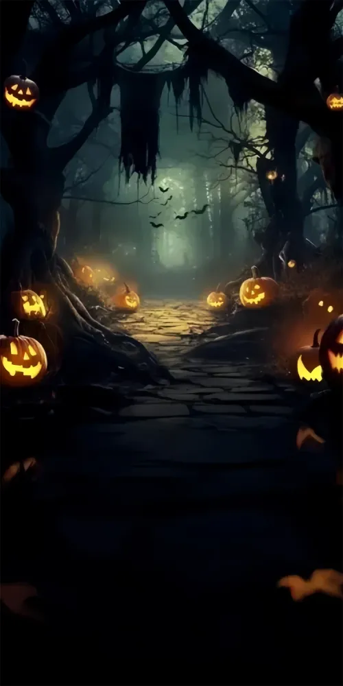 Filtre à air sport Toile de fond Sweep Halloween Photo Chemin de Citrouilles Minuit TWW6-74