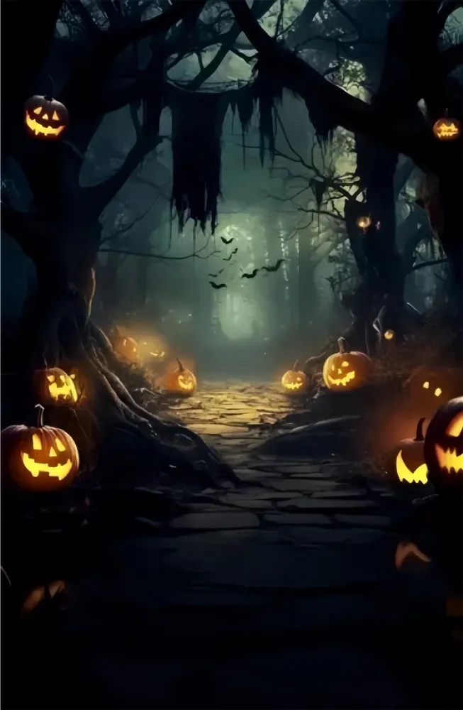 Filtre à air sport Toile de fond Sweep Halloween Photo Chemin de Citrouilles Minuit TWW6-74