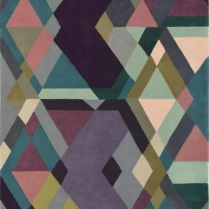 Geometric multicolour Hand Tufted Rug en acier inoxydable