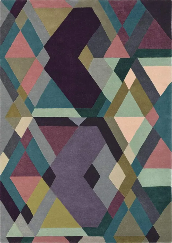 Geometric multicolour Hand Tufted Rug en acier inoxydable