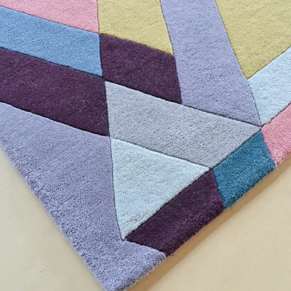 Geometric multicolour Hand Tufted Rug en acier inoxydable
