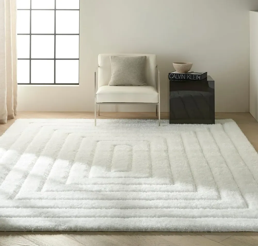 Handcrafted Pure Blanc pur Shaggy Carpet