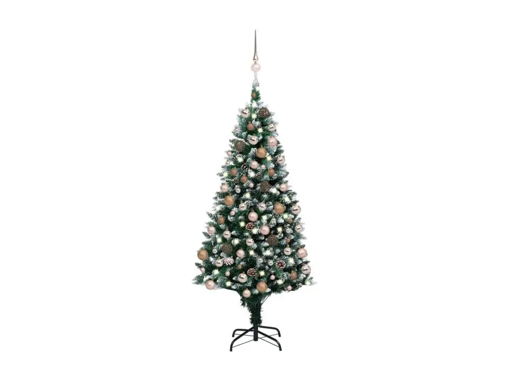 Haute Performance Arbre de Noël artificiel LED et boules et pommes de pin 180 cm