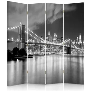 Haute Performance Paravent manhattan panorama z pont de brooklyn 1 4 volets - 145 x 180 cm - 2 faces R° V° + rotation 360°