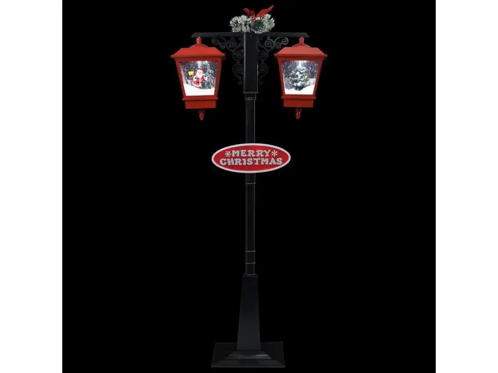 Lampadaire de Noël avec Père Noël Noir et rouge 81x40x188cm VINYLE
