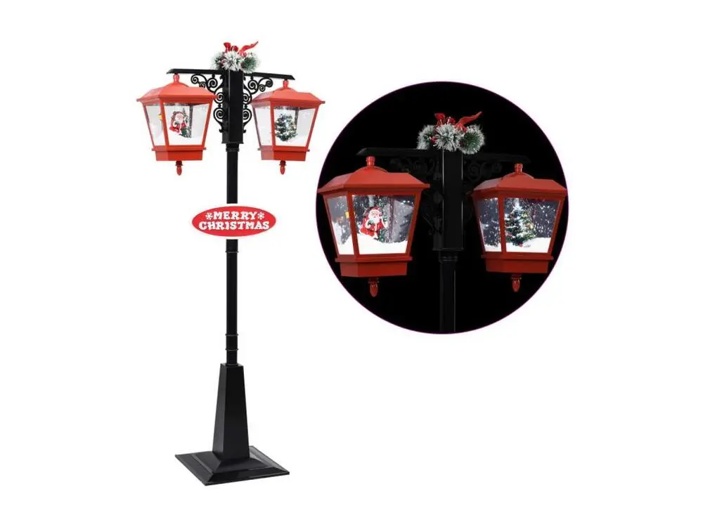 Lampadaire de Noël avec Père Noël Noir et rouge 81x40x188cm VINYLE