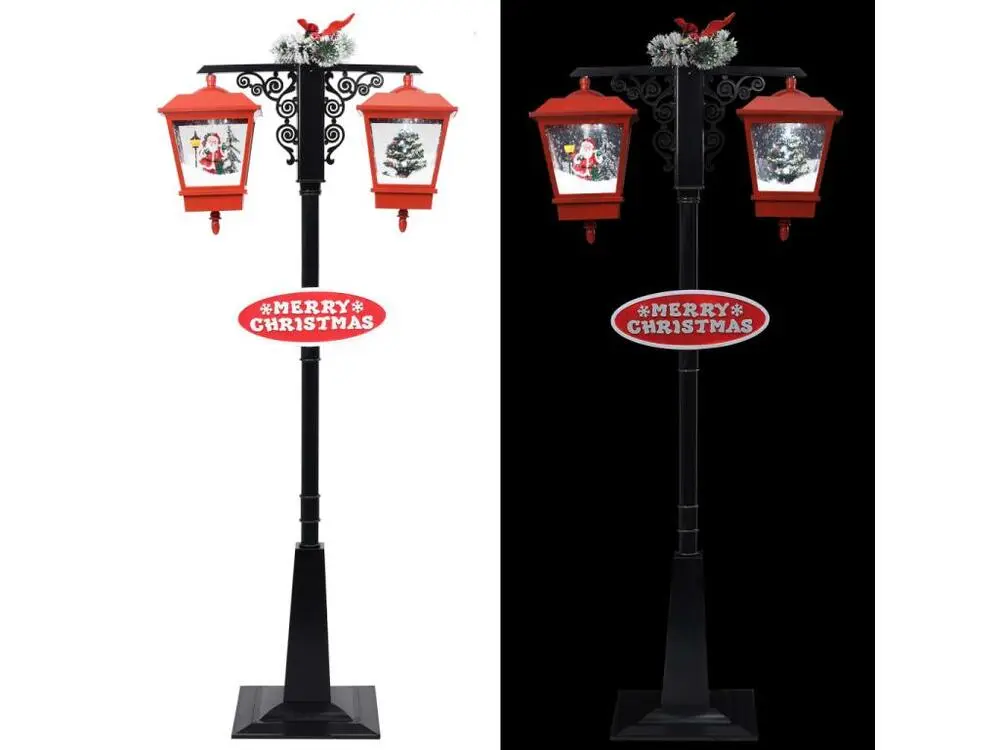 Lampadaire de Noël avec Père Noël Noir et rouge 81x40x188cm VINYLE