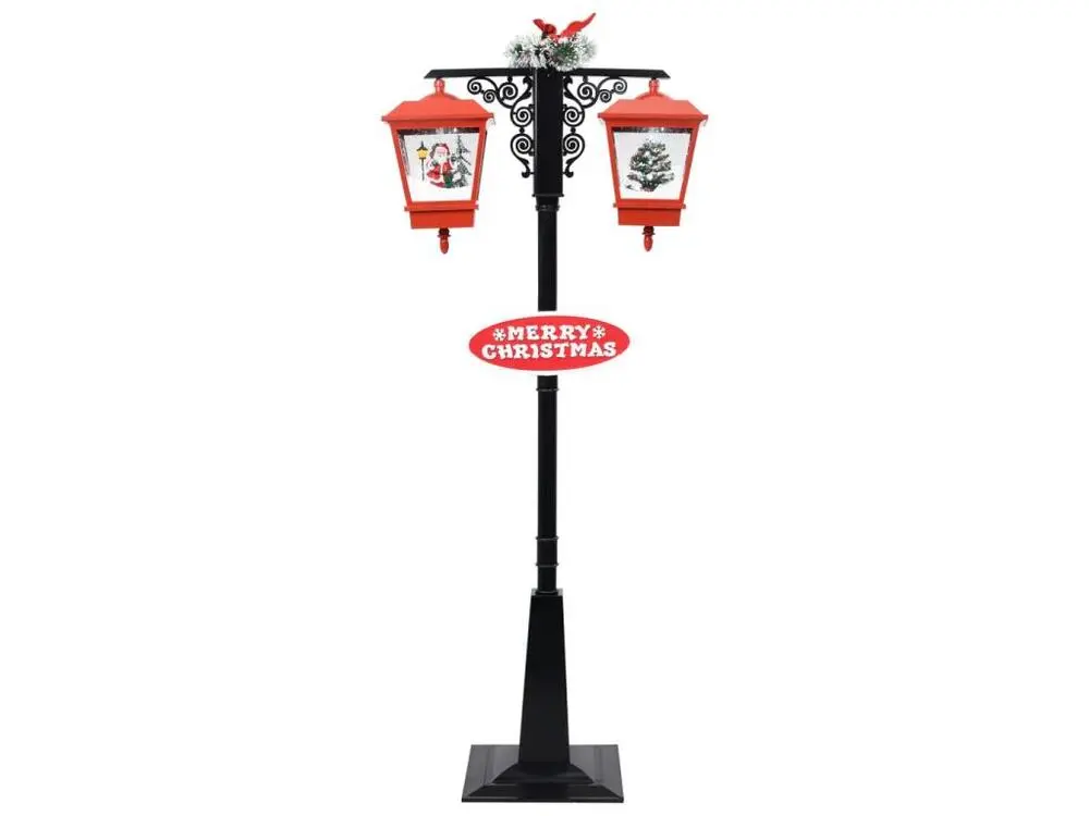 Lampadaire de Noël avec Père Noël Noir et rouge 81x40x188cm VINYLE