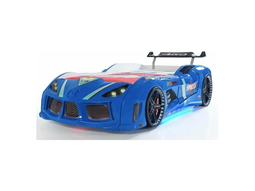 Lit voiture turbo V8 bleu à Led 90x190 pour quads utilitaires