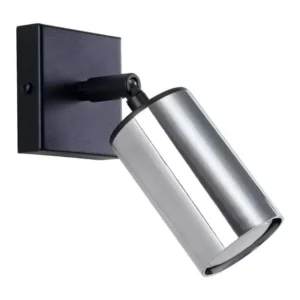 Lustre récent en acier - 1 sources lumineuses - L.8 x H.18,5 cm - noir/chromé