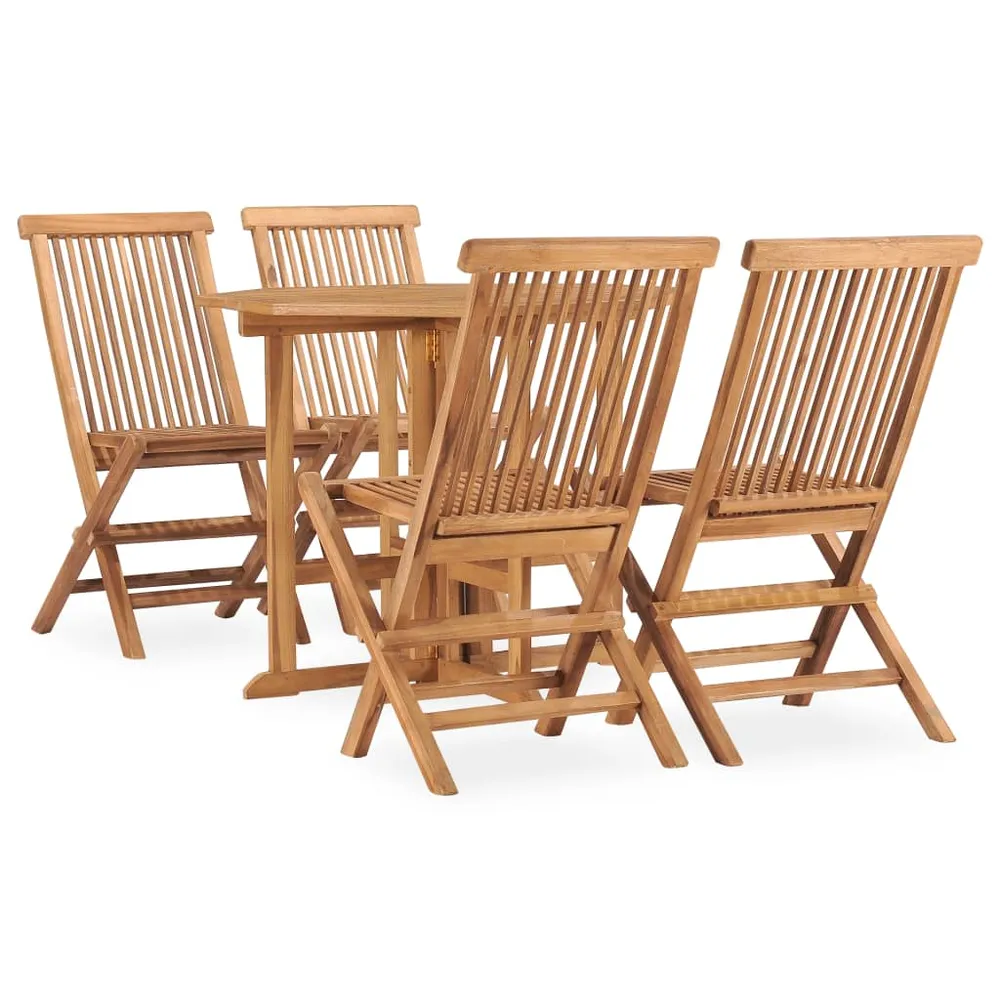 Mobilier à dîner d'extérieur pliable 5 pièces bois stable de teck 02_0014712