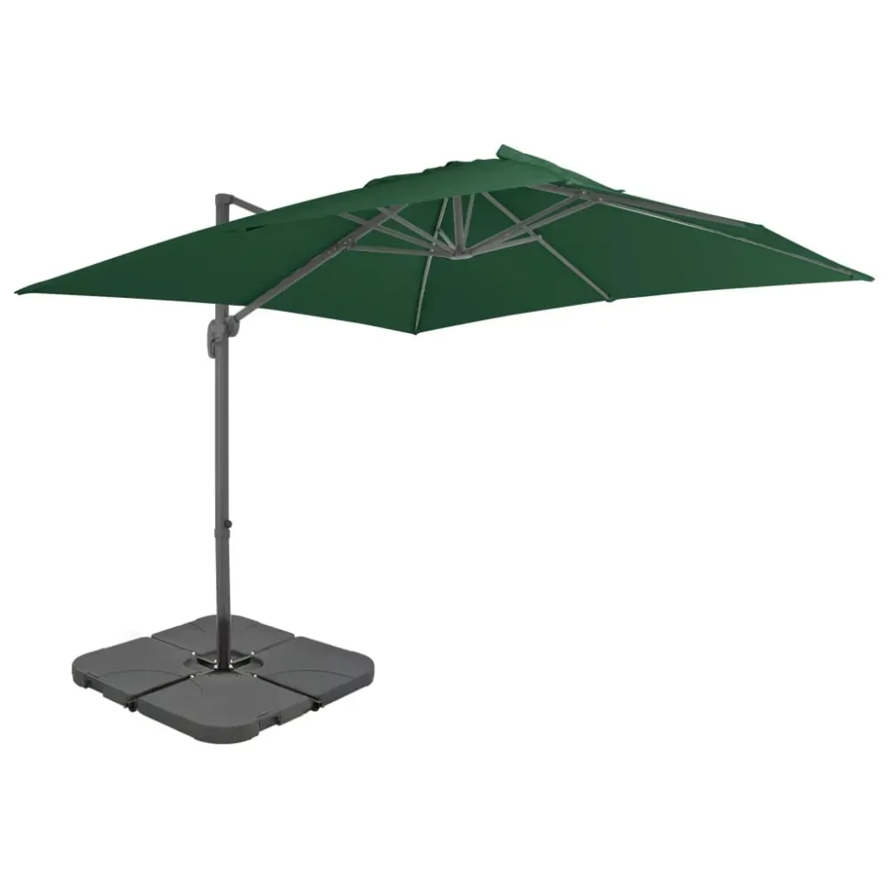 Parasol d'extérieur avec base compact 4 x 3 m vert 02_0008064