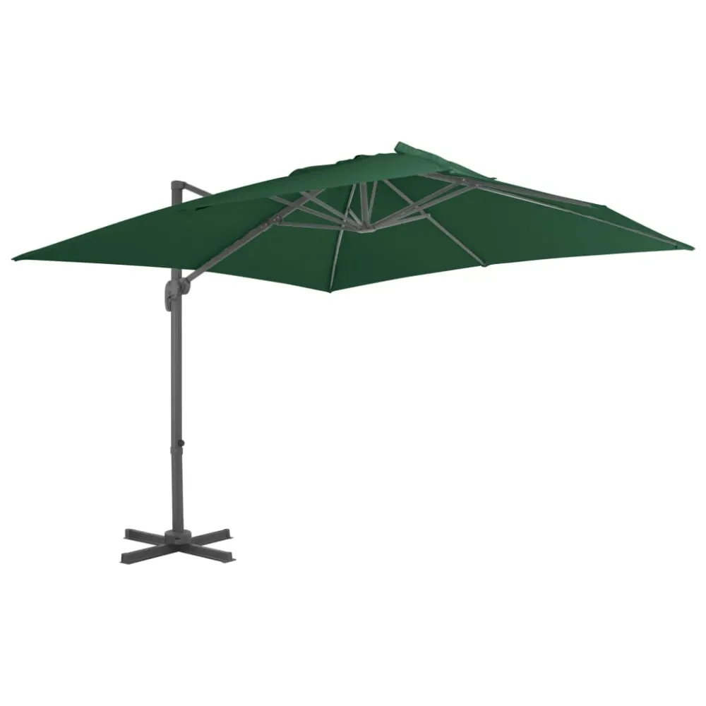 Parasol d'extérieur avec base compact 4 x 3 m vert 02_0008064