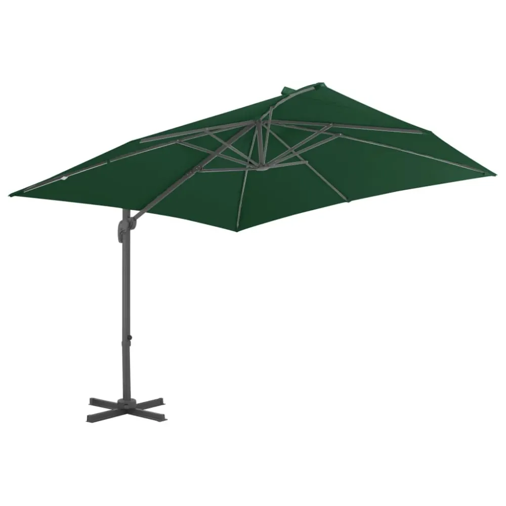 Parasol d'extérieur avec base compact 4 x 3 m vert 02_0008064